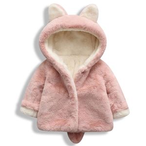 winter baby meisje kleding konijn oor jas pluche warme sneeuw 1-5 jaar oud jasje jas 211011