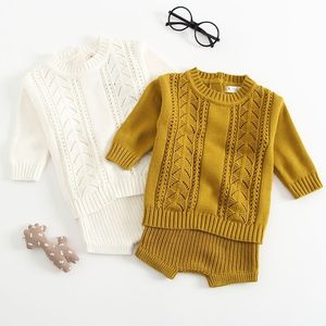 Hiver Baby Girl Vêtements Ensemble de vêtements tricotés Garçons Set Sweaters + Shorts 2pcs Vêtements Enfants Vêtements Enfants Coton Coton Coton Tricoté Spring New 210309