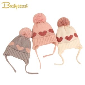 Hiver bébé chapeau pompon polaire doublure bébé bonnet infantile Bonnet enfants casquette pour filles garçons Bobble enfants chapeau pour enfants 1-4Y 211023