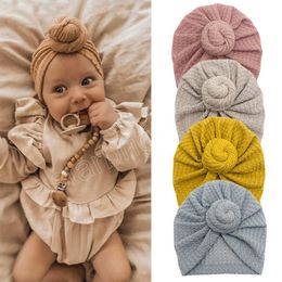 Winter Baby Hat Solid Color Leuk geknoopte pasgeboren Peuter Boy Girl Hats Bonnet Warm Cotton Turban Hat Cap