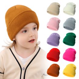 Winter Baby Breien Muts Effen Kleur Warme Gehaakte Beanie Caps Voor Peuter Kids Jongens En Meisjes 18 Kleuren Groothandel M259E