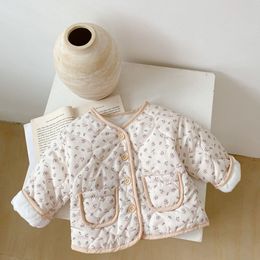 Veste d'hiver rembourrée pour bébé, Cardigan épais à manches longues, motif Floral