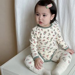Pyjama d'hiver pour bébé, vêtements de nuit imprimés floraux pour enfants, vêtements de détente décontractés, 2 pièces, hauts et pantalons, vêtements de couchage pour nourrissons 240325