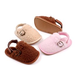 Winter Baby Pluche Warme Babyschoenen Rubberen Zool Anti-slip voor pasgeboren jongens Effen Kleur Sandaal Peuter Mode Meisjes Katoenen Schoenen