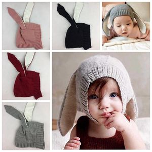 Winter Baby Rabbit Ears Knitted Hat Infant bunny Caps For Children 0-3T Girl Boy hats Photography Props 4 colors