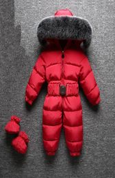 Hiver bébé barboteuses vers le bas chaud enfant en bas âge garçon combinaisons à capuche fourrure infantile filles unisexe enfants salopette vêtements neige Suits249L1381718