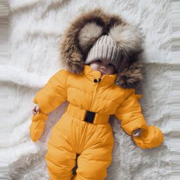 Winter Baby Rompers Infant Girls Boys Warm Hooded Snowsuit Snowsuit Jumpsuit Down Coat Romper Padded Outdarse Jacket Snow Wear 231222