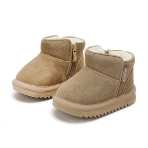 Winter Baby Snowboots Leer Warm Pluche Baby Schoenen Zip Side Zachte Zool Mode Peuter Jongens Meisjes Laarzen 15-25 240131