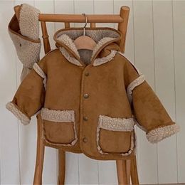 Manteau chaud épais à manches longues pour bébé, veste coupe-vent décontractée, en velours épais, pour bébés filles et garçons, 240125