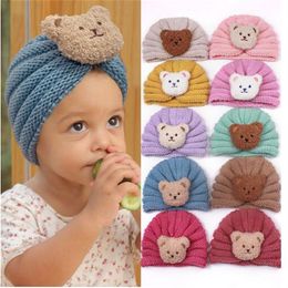 Winter baby warme brei hoed kleur cartoon kind schattig beren wollen cap gc1873