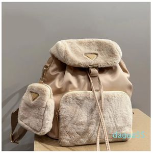 Winterrugzak Wol Splicing Nylon Dames Grote capaciteit Flap Metalen hardware Reislaptop buitenshuis