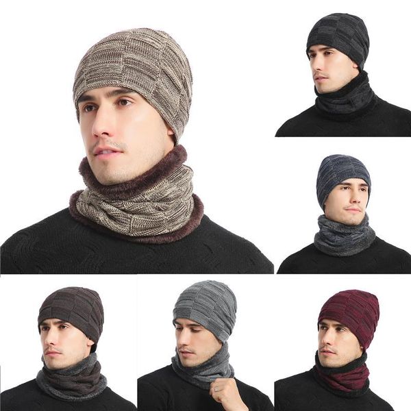 Gorro de invierno para hombre y mujer, conjunto de bufanda cálida, conjunto para hombre y mujer, 2 uds.