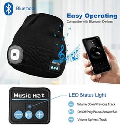 Gorro de invierno Gorro unisex Gorro de punto suave Inalámbrico Bluetooth 50 Smart Cap Auriculares estéreo con luz LED con OPP6474273