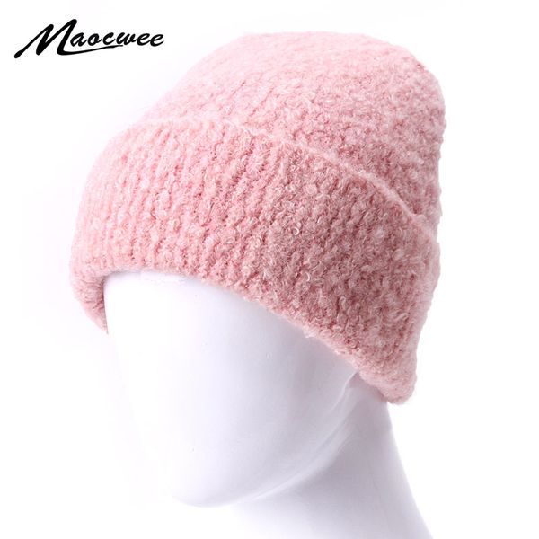 Bonnet / Skull Caps Bonnet d'hiver Chapeaux de laine pour femmes hommes tricotés épais Skullies Bonnets Lady Solid Color Hedging Cap Crochet Slouch Bonnet Ha