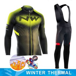 Ensemble de vélo d'hiver, équipe de cyclisme, polaire thermique, manches longues, vêtements de sport, maillot de course, vêtements de vélo pour hommes, Ropa Ciclismo