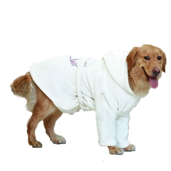 Hiver Big Dog Vêtements Peignoir Grand Chien Pyjamas Robe De Nuit Samoyède Golden Retriever Labrado Husky Bull Terrier Vêtements Manteau 201102