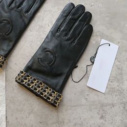 Gants d'hiver en cuir noir pour l'extérieur, polaire épaisse et douce, chauds à cinq doigts pour la conduite, le cyclisme et la marche CG