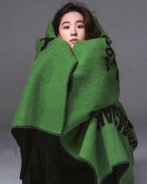 Winter deken zachte dikke worp wol sjaal goede kwaliteit groen wit patroon mode deken 2 maat dikke sjaal