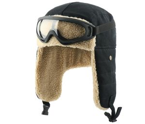 Winter Bomber Hats Russische Ushanka Goggles Men Women Trapper Pilot Hat Faux Berber Fleece Thermal Snow Earflap8887127