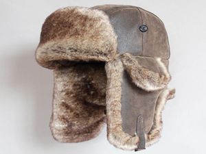 Bomber hiver chapeaux vintage russe ushanka caps hommes femmes fausses fourrure chapeau pu cuir en cuir proof oreille de soldat y2001102810154