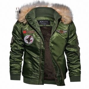 Veste d'hiver Bomber Hommes Coupe-Vent Épaisse Polaire Armée Militaire Veste De Moto Pilote Veste Manteau Outwear Plus Taille 3XL F6Uw #