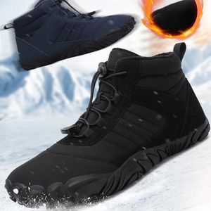 Botas de inverno homens neve descalço sapatos casuais sapatos de trabalho ao ar livre senhoras pele quente homens tornozelo sapatos masculinos botas de neve tamanho grande 240115