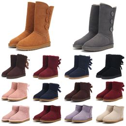 Bottes d'hiver Pantoufles Châtaigne Fourrure Diapositives Peau de Mouton Shearling Bottes Tazz Mules Femmes Ultra Mini Plateforme Botte Chaussures à enfiler Daim Supérieur Confort Uggity Automne Hiver