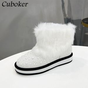 Boots d'hiver Femmes de la marque de concepteur neige avec une fourrure complète plate mignonne courte 2021 à l'extérieur de la promenade causale pour 887