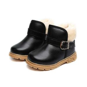 Botas para niñas para niños de invierno Moda cálida de moda ocasional Botas de tobillo de nieve Zapatos para niños Músculo de vaca Sole PU PLUSH BOOTS Zapatos Niños 210713