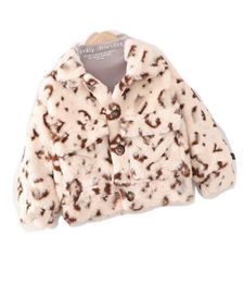 Invierno Biños Niños Faux Fur Coat Kids Leopard Lapela de manga larga Sotina de manga larga Niños impresos espesas espesas ropa caliente A80583588827