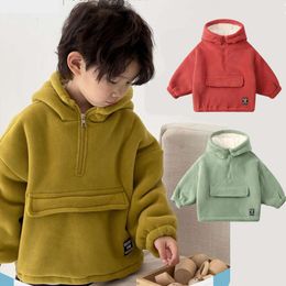 Winter Boys Hoody Dikke Fleece Sweater voor kinderen plus Veet Children pullover Warm Baby Outerwear Toddler Wind Breaker Clothing L2405