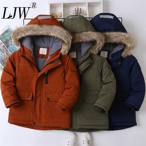 Winter Boys Plus Fluwelen Dikke Solid Color Cotton-Patded Jacket, Children's Hooded Warm Padded Fashion NE 2111203