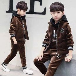 Invierno niños chándal otoño niño adolescente ropa tigre chaqueta de terciopelo suéter pantalón niños 8 9 10 11 12 año 240131