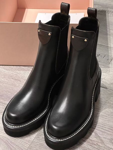 Bottines Beaubourg élégantes de marque d'hiver pour femmes, bottines Martin en cuir de veau noir pour fête de mariage, bottines Chelsea EU35-42, boîte d'origine