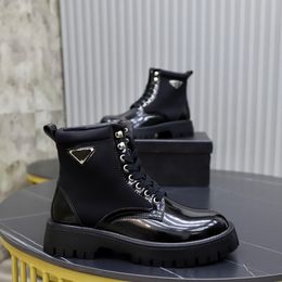 Botas de combate de cuero cepillado para hombre de marca de invierno, botines triangulares de Metal esmaltado de nailon regenerado, EU38-45 cómodo para caminar