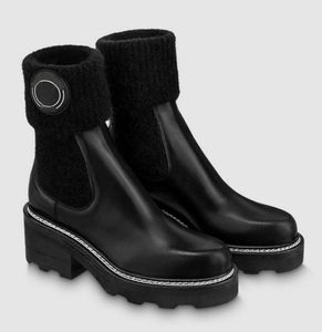 Winter Brand Women Beaubourg Ankle Boots Black Calfskin Leather lederen Boot Rubber Lug Sole Comfort Lady Martin Booties Part7644585