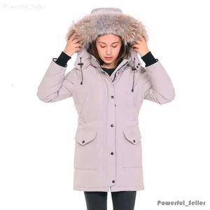 Parka de invierno para mujer canadiense, chaqueta gruesa y cálida de piel con capucha extraíble, abrigo delgado para mujer, abrigo Doudoune de alta calidad para mujer, globo largo 7324