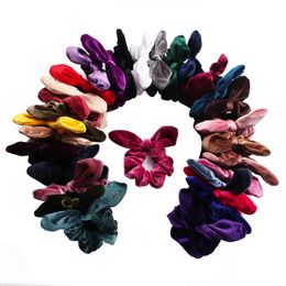 Cinta de color caramelo de invierno Cuerda para el cabello Mujeres Terciopelo Scrunchie Oreja de conejo Banda de goma Suave Cálido Elástico Bandas para el cabello Regalos Accesorios para el cabello 1823