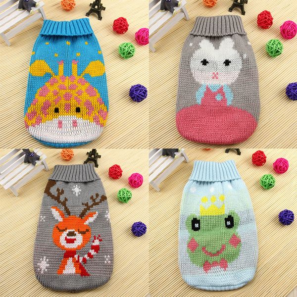 Ropa de invierno para perros y gatos de dibujos animados, suéter cálido de Navidad para mascotas pequeñas, abrigo, tejido de ganchillo, 20220110 Q2