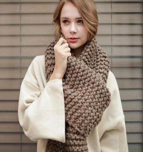 Winter Kasjmier Sjaal Dames Dikke Warme Sjaals Wraps Dame Effen Sjaals Mode Pashmina Deken Kwaliteit Kabel Gebreide Sjaals Lang 1461545