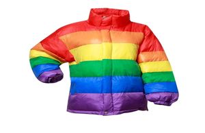 Veste en coton décontractée hivernale Femme Rainbow Wadded Parka plus taille en manteau rayé Femme Chaqueta Mujer 2102038563118