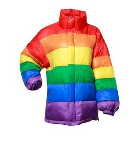 Veste en coton décontractée hivernale Femmes Rainbow Wadded Parka plus taille en manteau à rayures en vrac Femme Chaqueta Mujer 2102031288598
