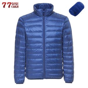 Winter Casual Ultralight White Duck Down Jacket Mannen Draagbare Herfst Waterdichte Lichtgewicht Jassen Uitloper Down Coats 6XL 211015