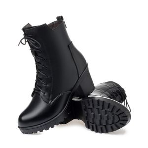 Hiver décontracté femmes pompes chaud bottines imperméable talons hauts neige 2022 chaussures brevet Botas Muje 35-41 cuir Genuel