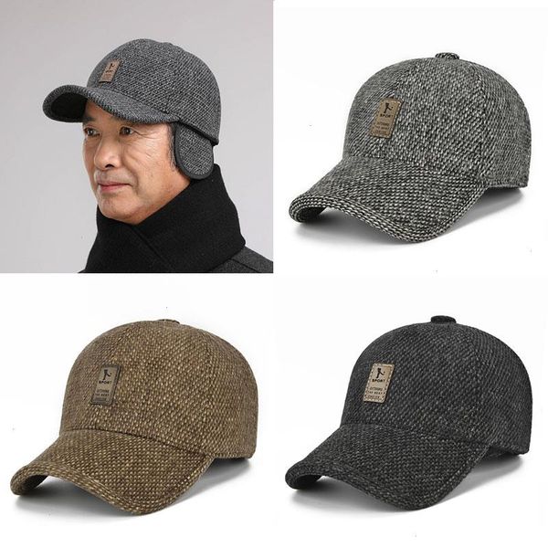 Chapeaux d'hiver en laine pour hommes, casquettes de Protection d'oreille chaudes, Version coréenne, Baseball réglable, sport en coton