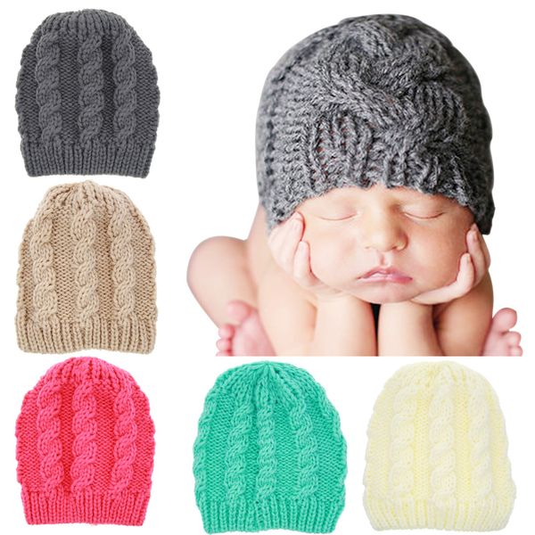 Enfants filles hiver chaud chapeaux chapeaux à carreaux à la main tricoter douce mignon chapeau de crochet chapeau de nouveau-né chapeaux tricotés pour bébé KBH46