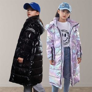 Winter Children's Down Jacket Meisjes Mode Glanzende Winddicht Waterdichte Jas Boy Black Dirt-resistent Dikke 211203