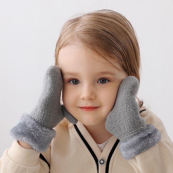 Mitaines d'hiver pour enfants, mitaines de Ski chaudes en plein air, gants de bébé en tricot de laine épaisse pour garçons et filles de 1 à 3 ans