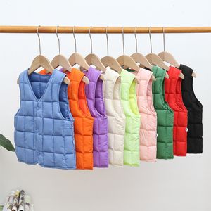 Chaleco cálido de invierno para niños y niñas, chaleco suave de algodón de plumón de Color sólido, chaqueta sin mangas para niños, prendas de vestir, ropa para niños pequeños de 1 a 8T