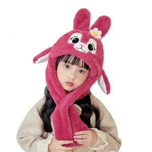 Les chapeaux pour enfants d'hiver se déplaceront l'écharpe de lapin de dessin animé un chapeau pour garçons et filles bébé winter-earmers Headgear 240403